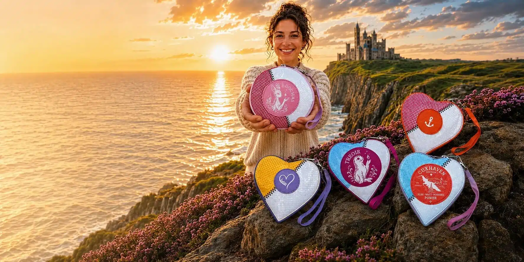 Beadbags retailer packages with heart-shaped and round pouches