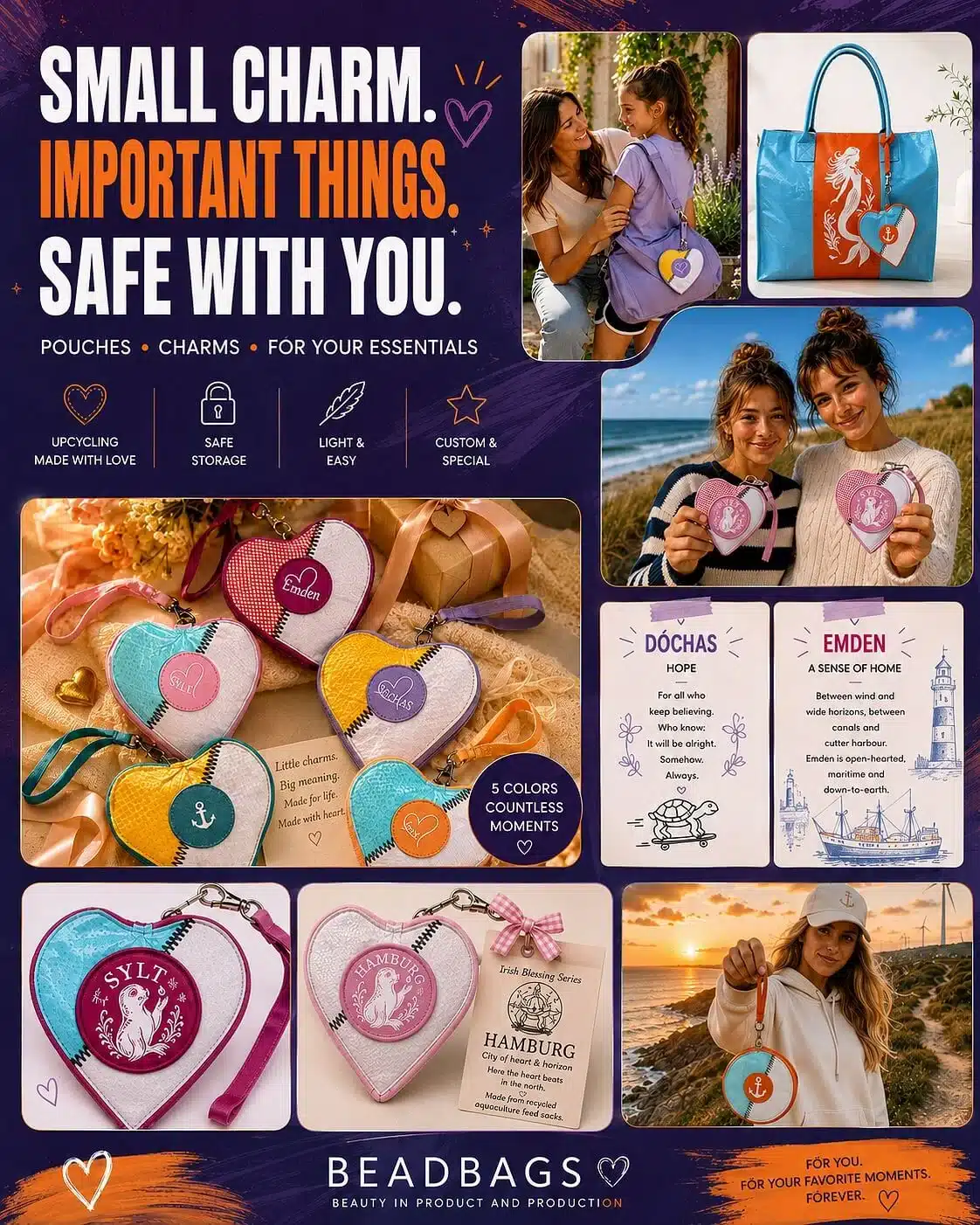 Beadbags mood collage featuring product use, gift ideas and custom editions
